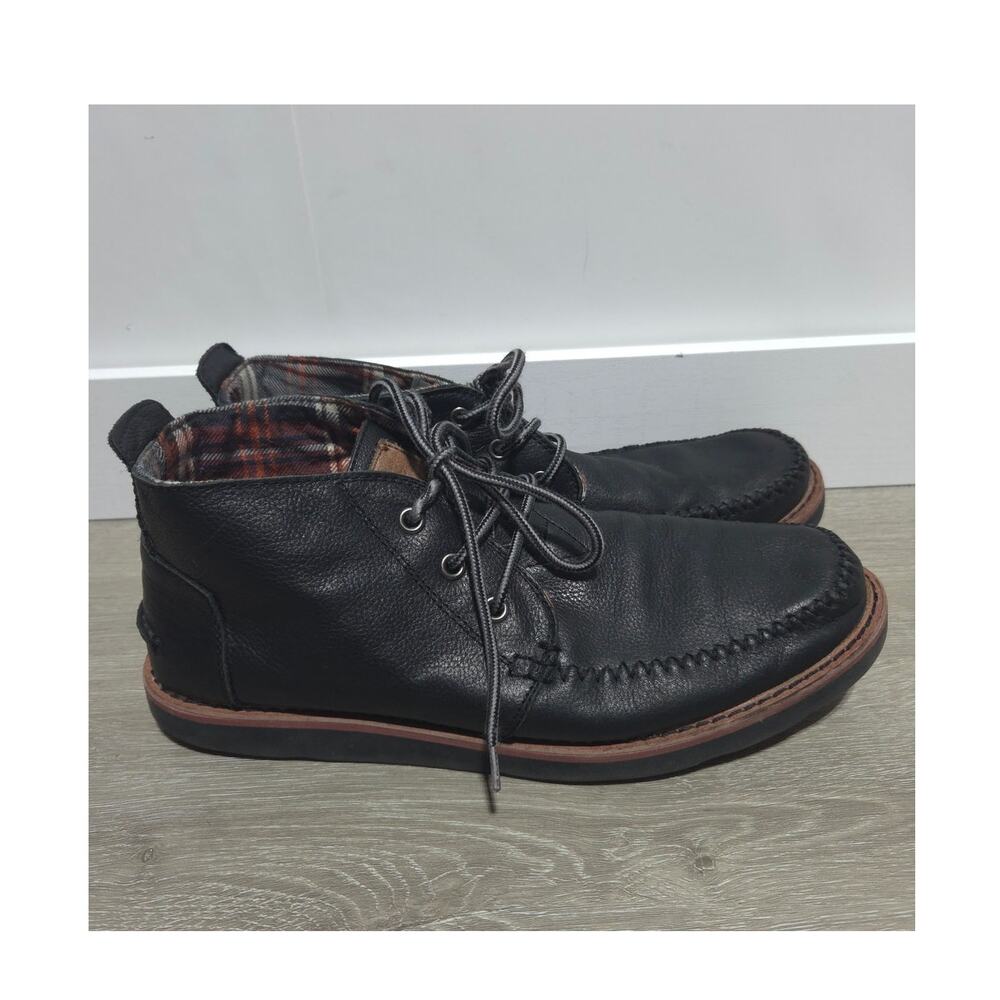 Toms Men's Black Leather Lace Up Chukka Boots Size 10